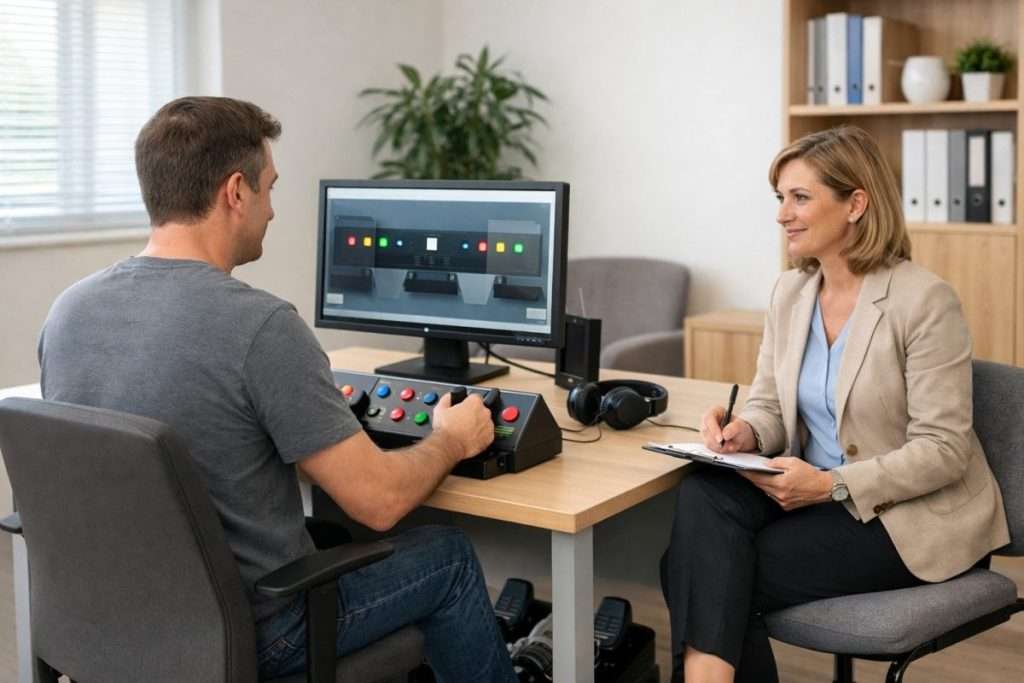Test de réflexes en bureau moderne